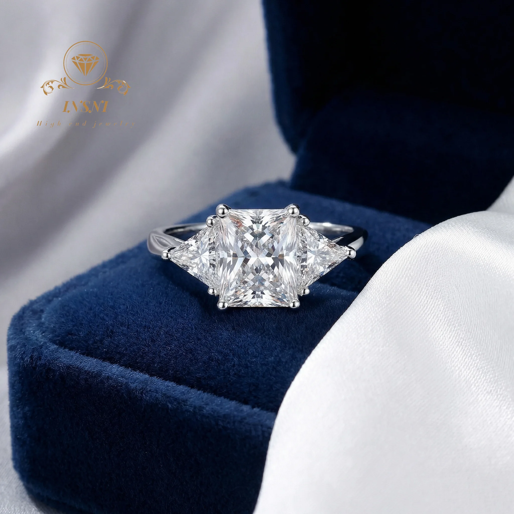 

3CT Luxury Avant-Garde Euro-American Style 925 Sterling Silver Moissanite Ring Certified Unisex Bold Jewelry for Women's