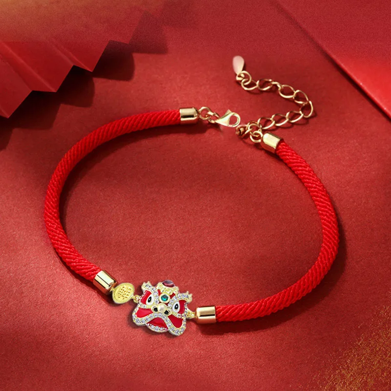 Vintage Bracelets for Women Men Traditional Chinese New Year Fashion Luxury Jewelry Lion Dance Tiger Rabbit Shaped Creative Gift