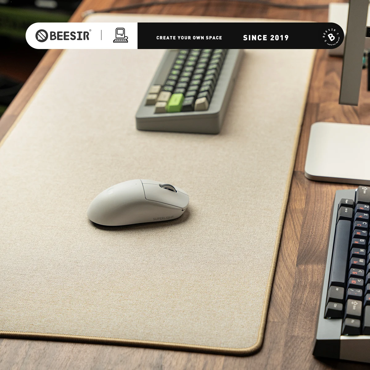 Linen Keyboard Mouse Pad Large Desk Mat Custom Shock Absorption Waterproof Office Gaming Keyboard Pad Cotton Linen Thickening