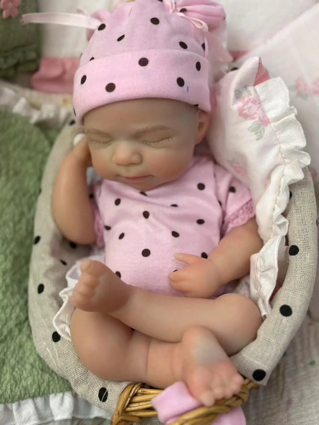 AnjoDoll 33 سنتيمتر مفتوحة الفم Pascale بيبي فتاة سيليكون تولد من جديد الدمى ، 2 مجموعة من الملابس ، رسمت ألعاب الدمى الوليد تولد من جديد سيليكون