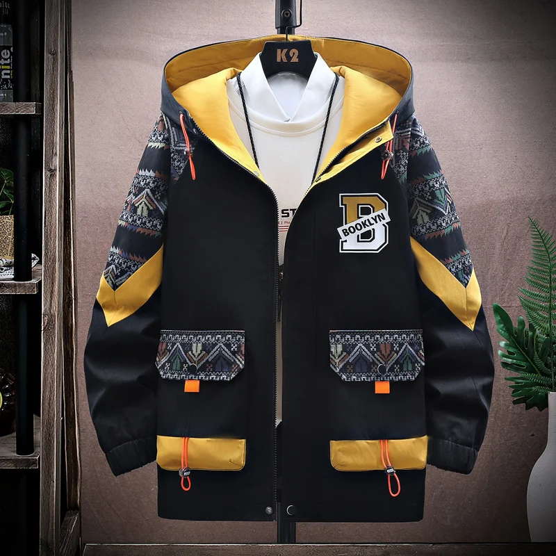 

Повседневные мужские куртки с капюшоном, весна-осень 2023, свободные пальто, уличная одежда в стиле хип-хоп, топы, одежда для улицы, искусственная ветровка