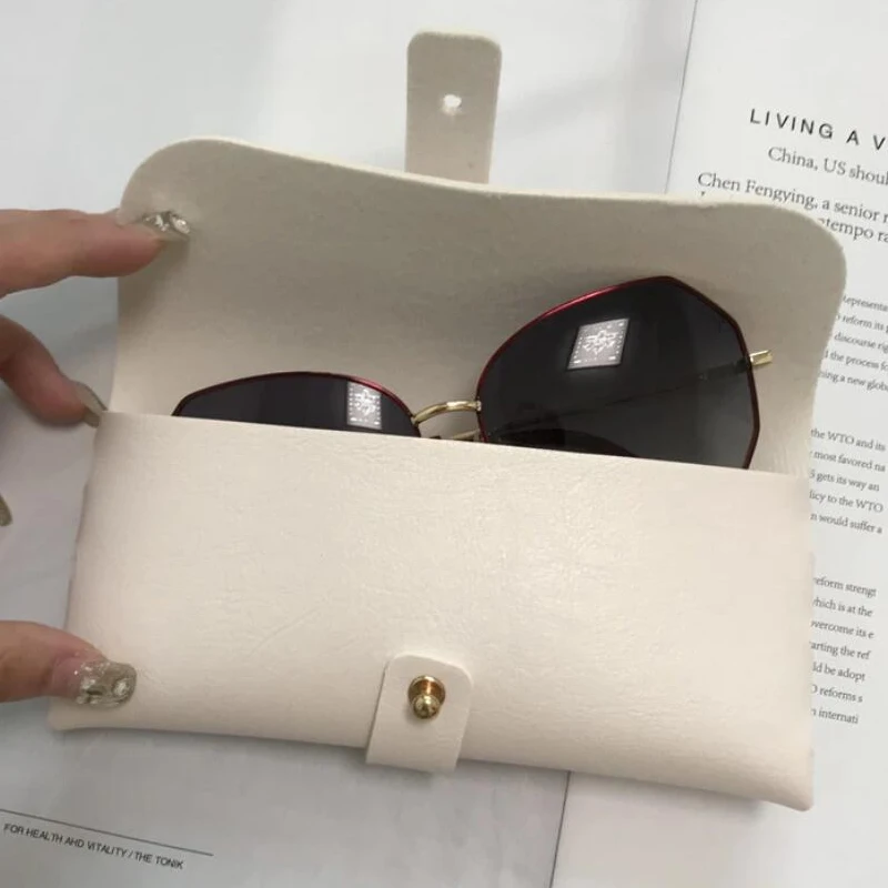 Estuche de gafas de cuero suave para mujer, caja de gafas de sol portátil, bolsa de accesorios, caja de gafas de sol, moda