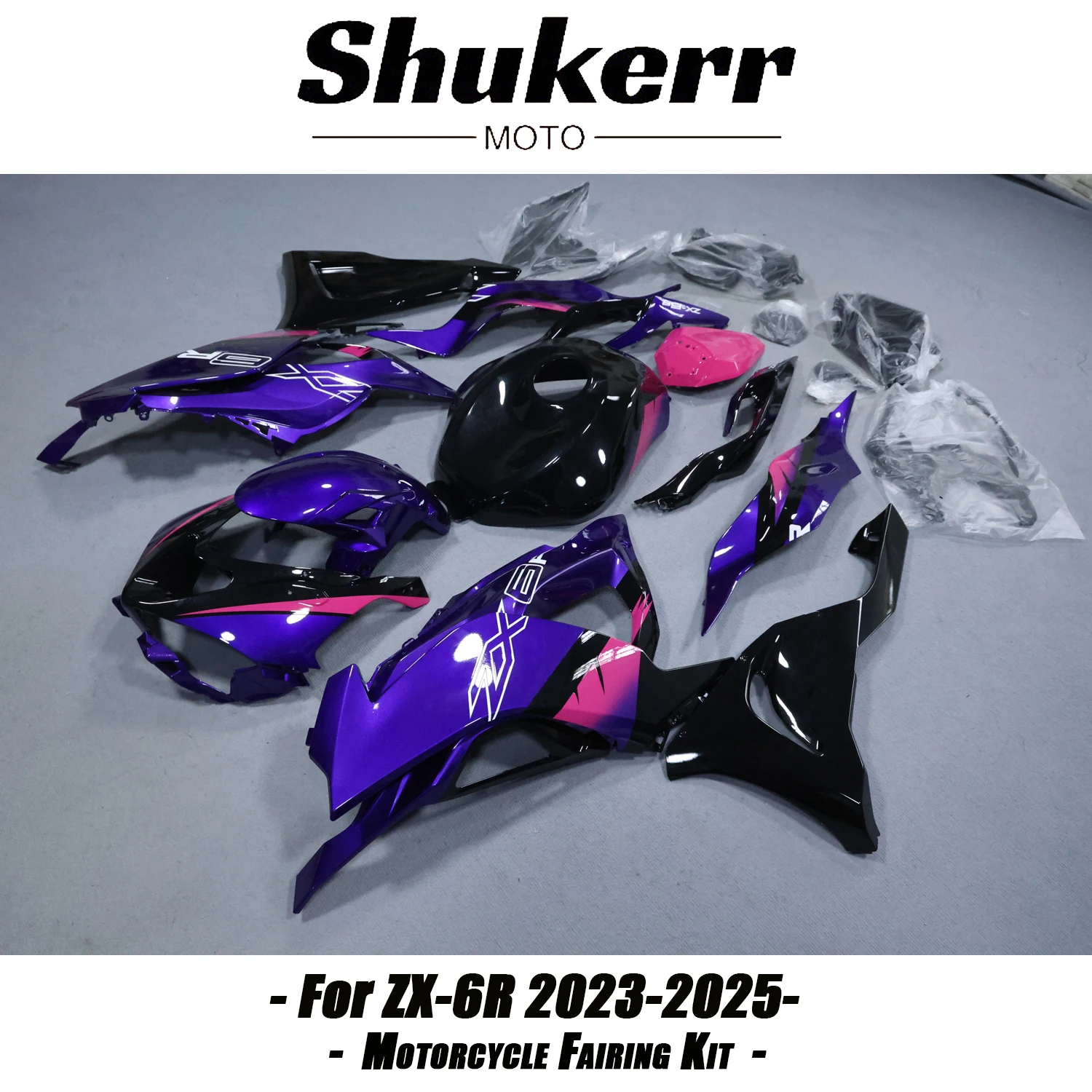 Motorcycle Fairing Kit Fit for Kawasaki Zx-6R 2023-2025 Ninja 636 24 25 Abs Plastics Bodywork Kits Bodyframe Kit Black Purple