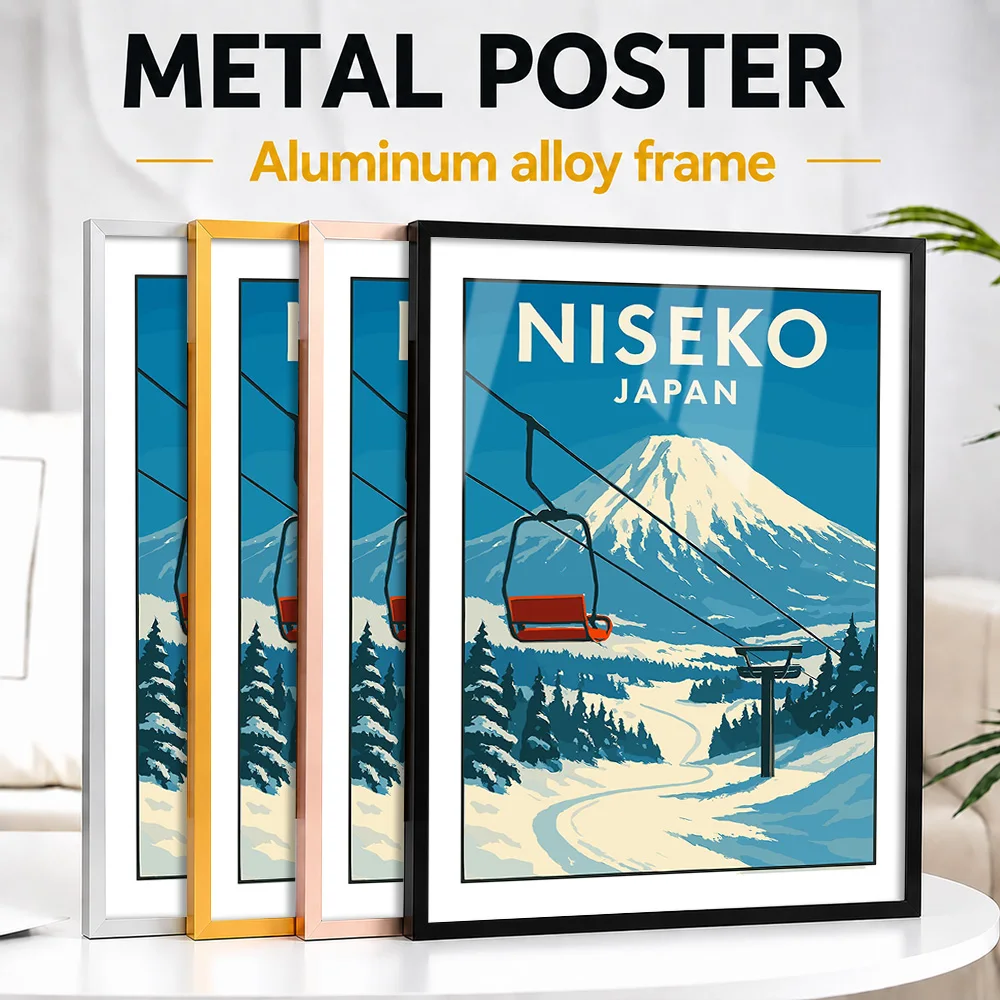 Niseko Japan Ski Resort Travel Framed Metal Print Customized Photo Scenic Mountain Style Wall Art For Cabin Memorable Fan Gift
