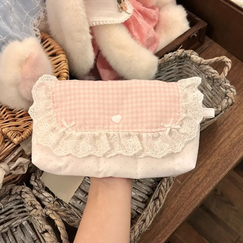 Federmäppchen mit floralem Tiermuster, Flip-Design, großes Fassungsvermögen, Federmäppchen mit Spitzenrüschen, Schreibwaren-Organizer, Schulbedarf