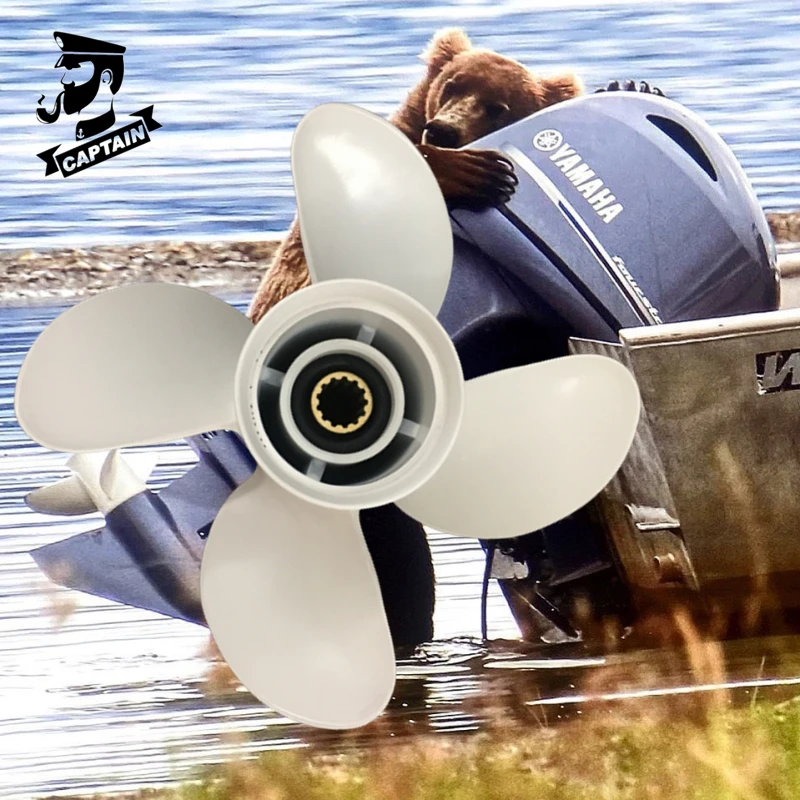 

Captain Boat Propeller 10 3/8x13 Fit Yamaha Outboard Engines 25HP 30HP 40HP 48HP 50HP 55HP 60HP 13 Tooth Spline 4 Blade Aluminum