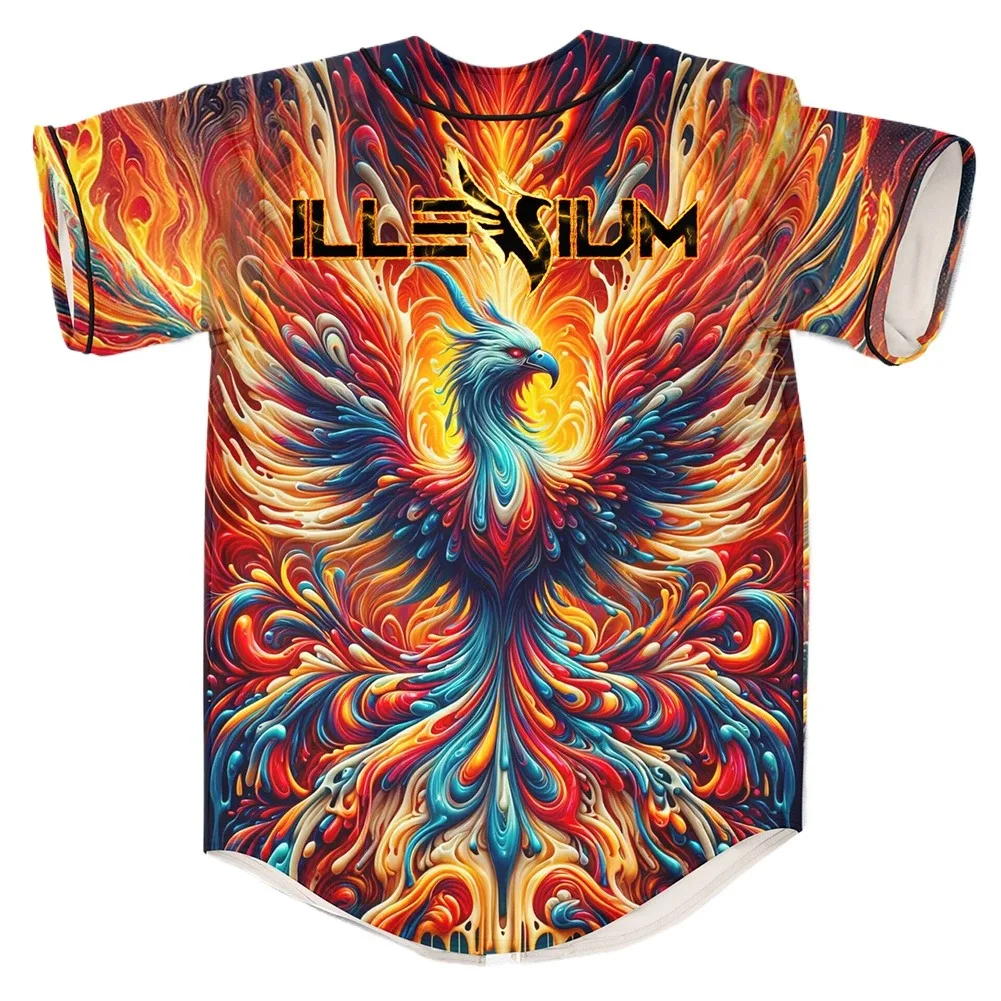 Illenium acid trippy fire psychedelic Baseball Jersey Men/Women Casual Thin button Baseball uniform