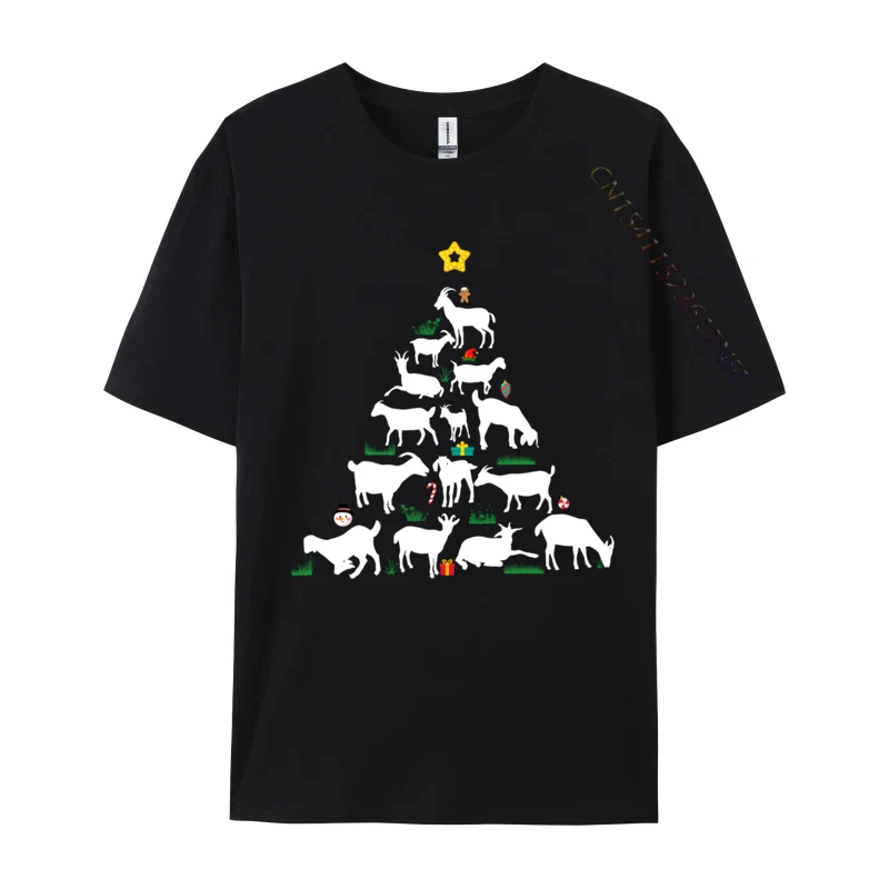 Goat Christmas Tree Apparel Goat Christmas T-Shirts New Arrival Mens T Shirt Cotton Black Tops Shirts Gift