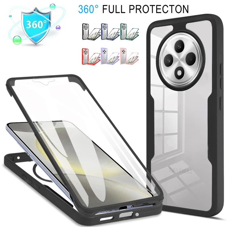 360 Clear Screen Full Protection Phone Cases For OPPO Reno 12F 4G 5G Case Camera Shockproof Back Cover For Reno 12F 12 F Reno12F