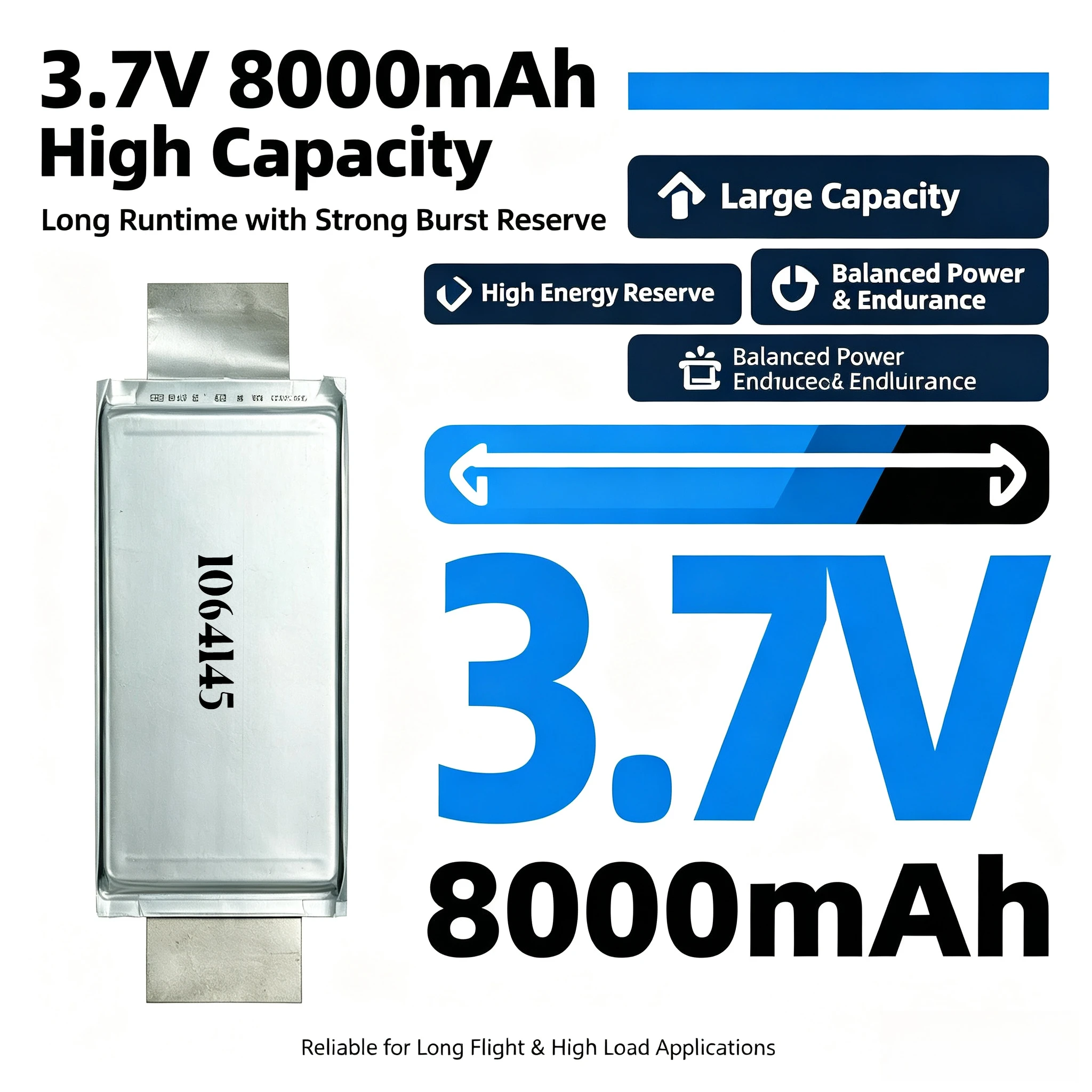 1064145 90C-180C High Rate LiPo Battery Cell 3.7V 8000mAh Lithium Polymer Pouch Cell for Agricultural Drone FPV Racing RC Car