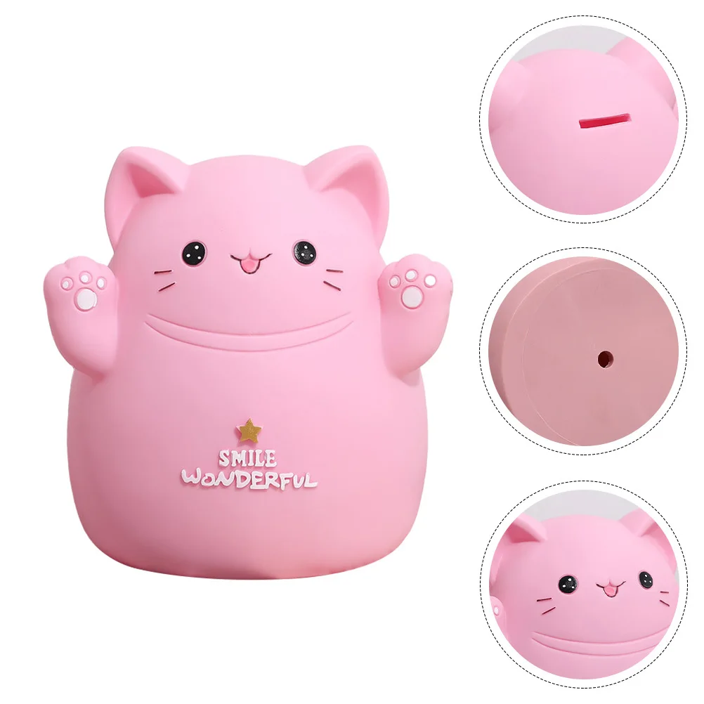 

Cute Cat Piggy Bank for Kids Lovely Money Storage Jar Synthetic Resin Saving Toy for Boys Girls Desk Decor