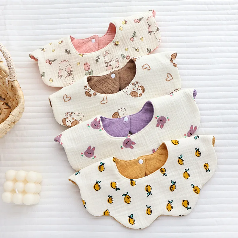 Double Side Pure Cotton Baby Bibs Newborn Infant Feeding Bibs 6 Layers Thicken Toddler Saliva Towel Infant Gauze Burp Cloths New