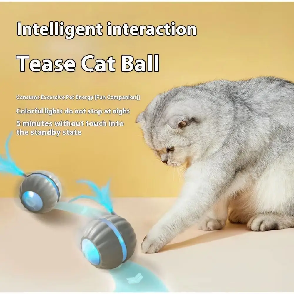 

2 Tails Cat Interactive Ball Toy Obstacle Avoidance Soft Light Intelligent Cat Toy Ball Tracking Function Replaceable