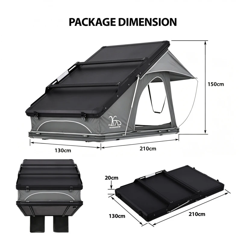Thickened Padded Triangular Roof Tent Waterproof Windproof No Assembly Needed 2 Person Outdoor Self Driving Camping