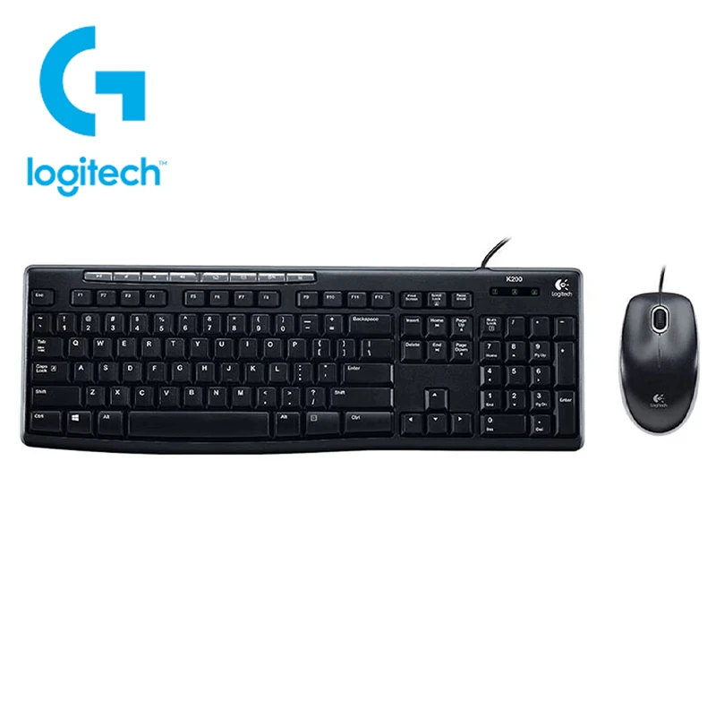 

Набор проводной клавиатуры и мыши Logitech MK200, настольный компьютер, ноутбук, офис, дом, бизнес, классический дизайн