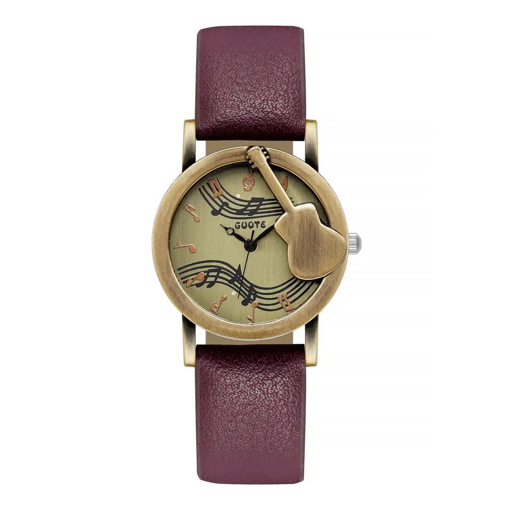 Vintage Women Watches Personalized Music 3D Style Leather Band Ladies Dress Waches Casual Outdoor Wristwatch Relogio Feminino