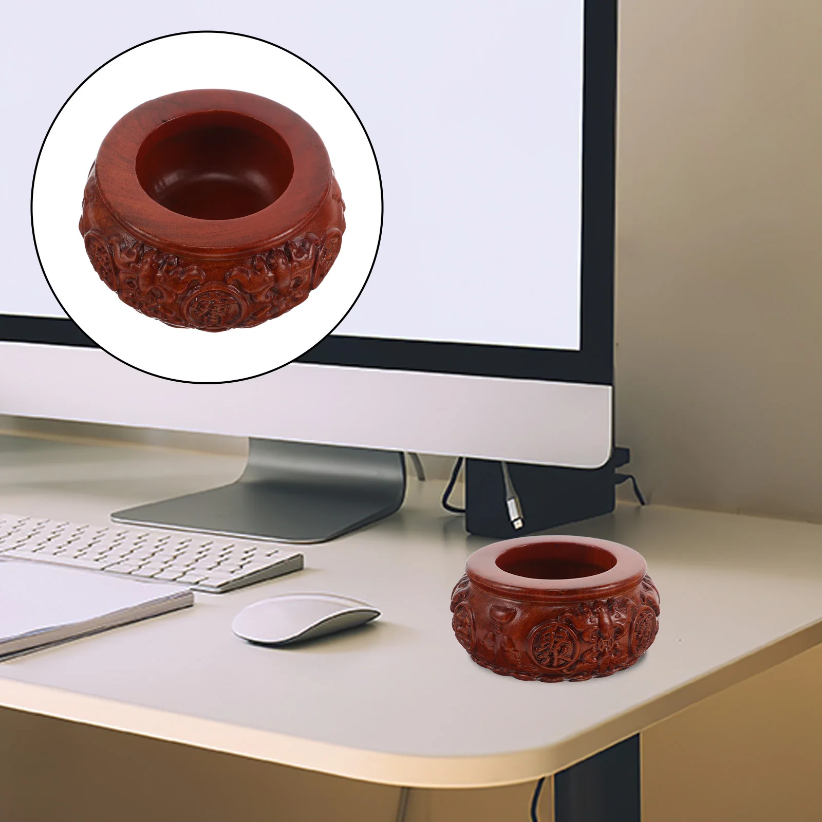 

Wooden Feng Shui Abundance Bowl Handcrafted Red Hardwood Prosperity Treasure Basin Home Decor Offering Fortune