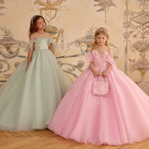 Brudnäbbsklänningar Rosa Prinsessklänning Ny Rund Halsringning Nedsänkta Axlar Med Släp Paljetter Examen Balklänning Anpassad 8 best sales brudtärnaklänning med släp - №8