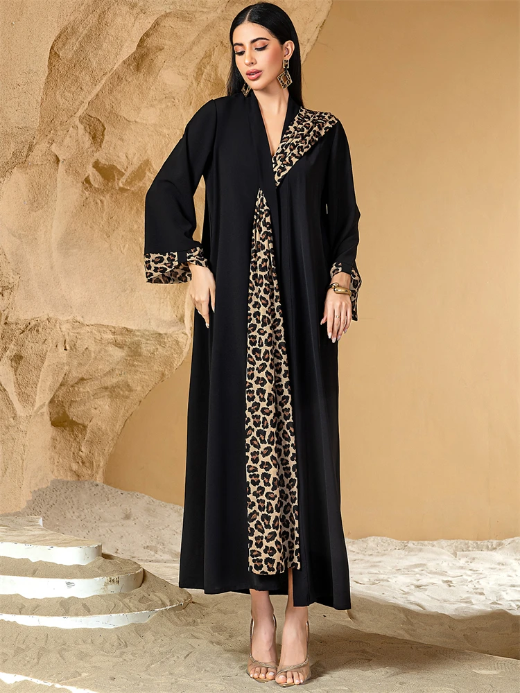 Ramadan Eid Zwarte Open Kimono Abaya Dubai Luxe 2025, Moslim Kaftan Jurk Abaya Voor Vrouwen Islam Kleding Gewaad Femme Musulmane