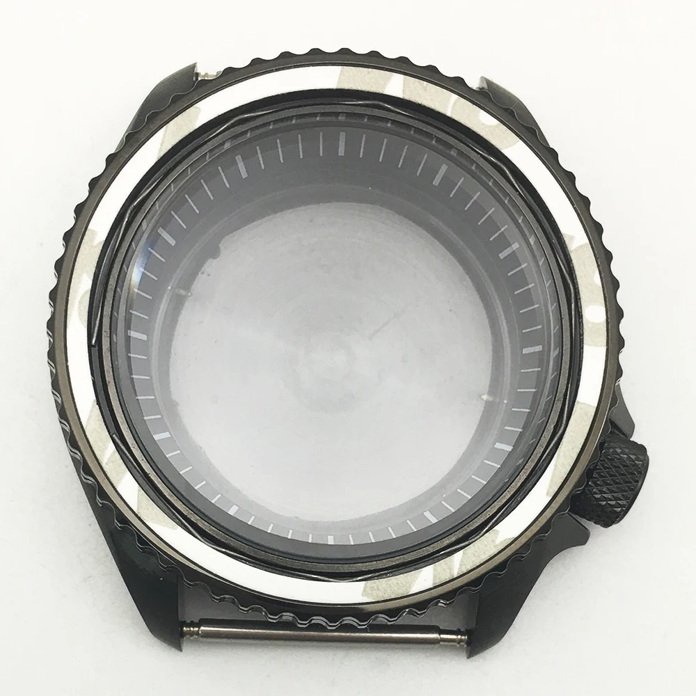 

42mm Sapphire Glass case fits NH35A NH36A movement Black waterproof large Abalone shell