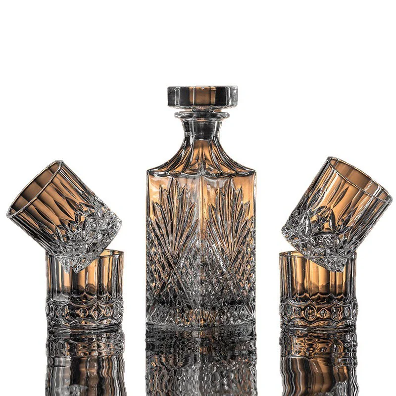 8pcs/set High End Whisky Glass and Bottle Household Crystal Glass, High-end Creative Wine Bottle Rack, Wine Set Cup 2