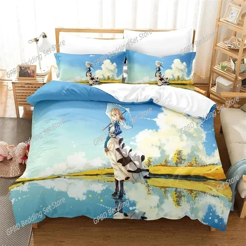 Anime Violet Evergarden 3D NEW Duvet Cover Pillowcase Bedding Set Adult Boy Girl Bedroom Decoration Children Single Double Large
