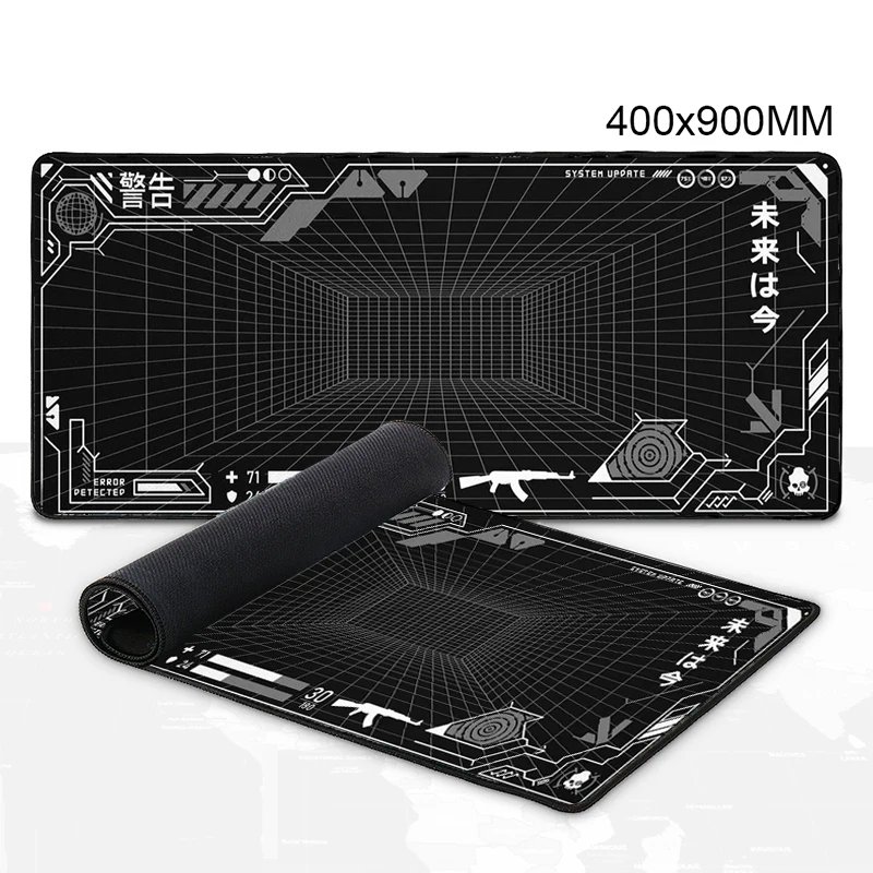 Desk Mat Cyberpunk Functional Black Line Mouse Pad Extra Large Dirty Resistant Boys Game Keyboard Silky Pad