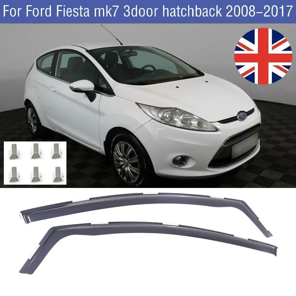 Wind Deflectors Front Window Tinted 2pc for Ford Fiesta 2008-2017 MK7 3 Door UK