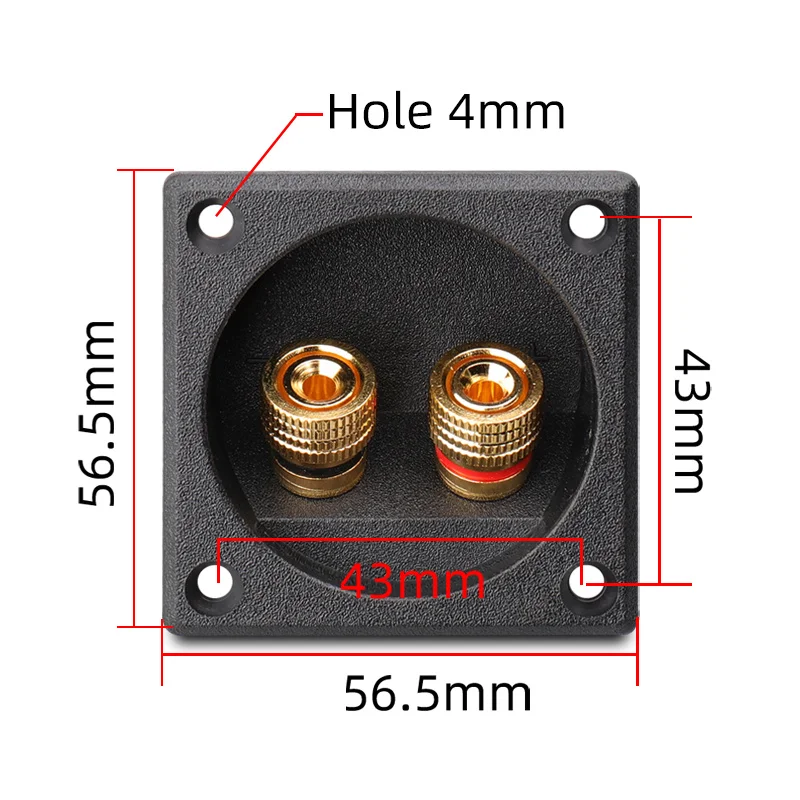 2-position terminal box Audio box Installation Dimensions Length 56.5mm x 56.5mm terminal block Terminal board Banana head termi