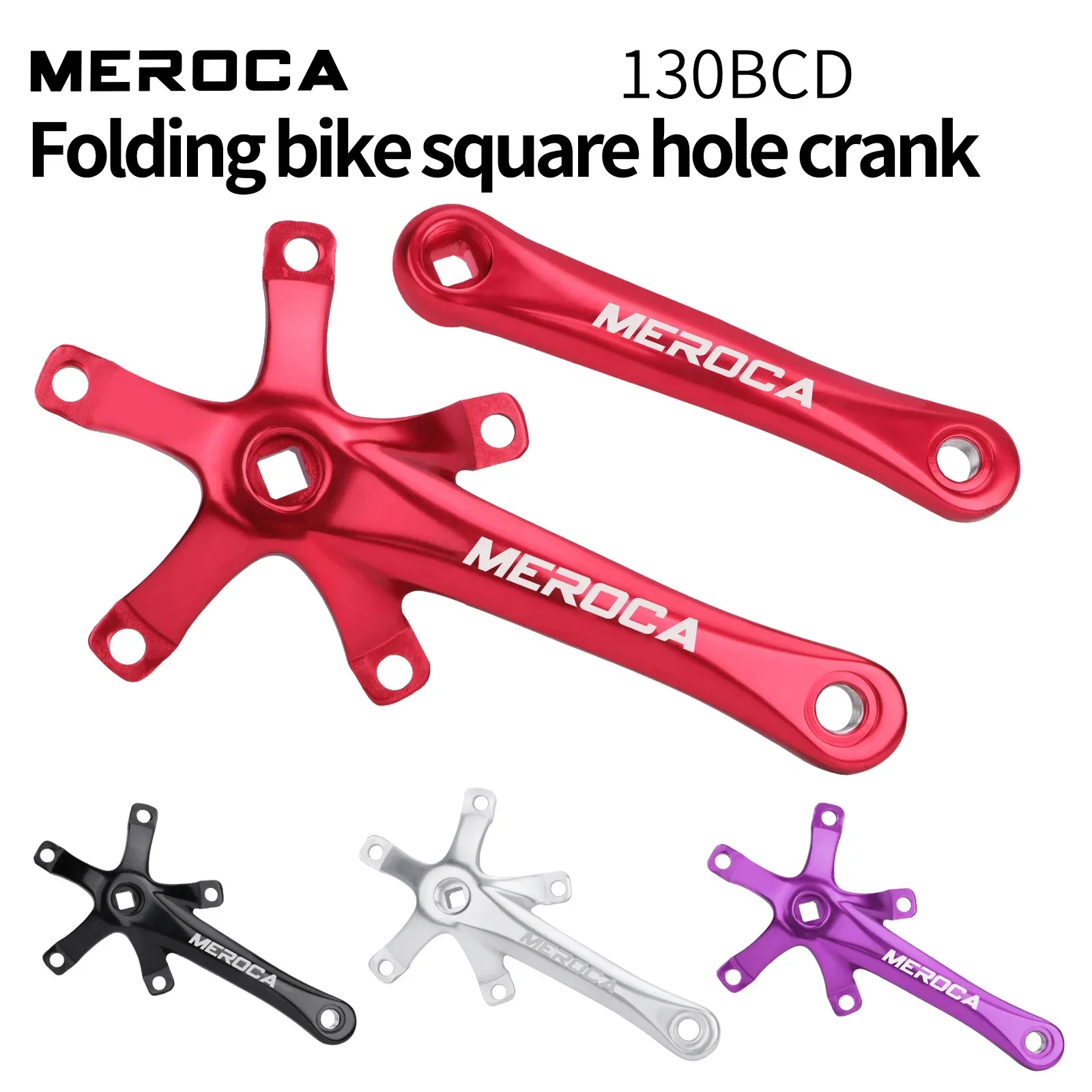 MEROCA Folding Bike Crankset Wide and Narrow Teeth Chainring 45/47/53/56/58T 170mm Length 130BCD Square Hole 5claw Bicycle Crank