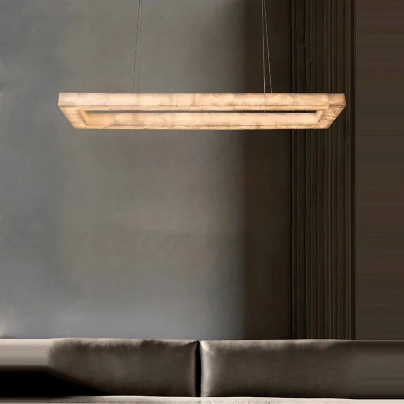 Build Your Home LED Retro American Marble Ring Black Hanging Lamps Chandelier Lighting 2025 New Trend Lustre For Living Room