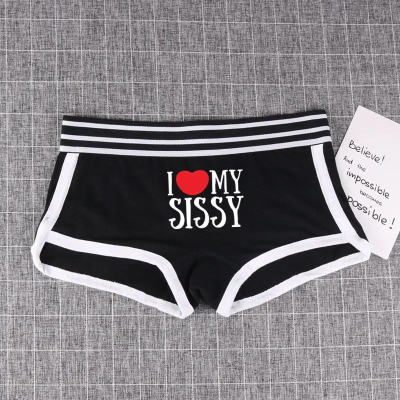 I Love MY SISSY Underwear for Women Funny Female Boxer Shorts Cotton Boyshorts Cute Girl Panties Breathable Womens Intimates