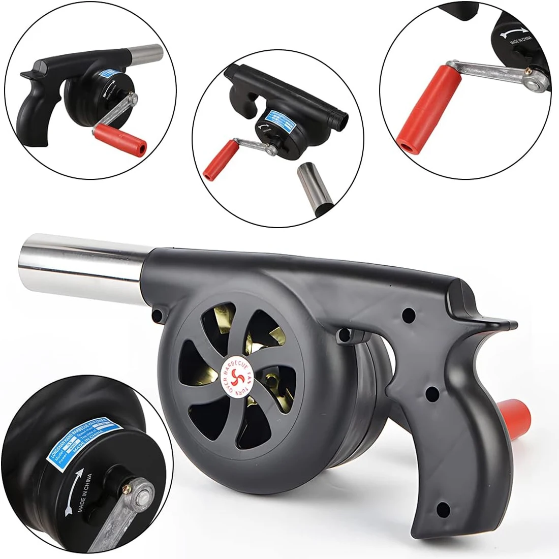 Hand Crank BBQ Fan Portable Barbecue Air Blower Outdoor Cooking Picnic Bellows for Picnic Camping Hiking Stove Grill Accessories