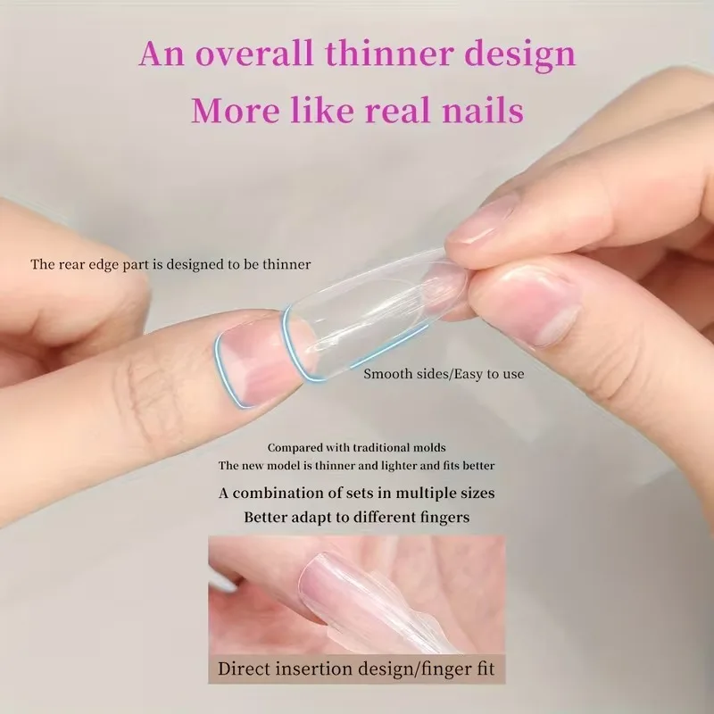 180 Uds nuevo molde de extensión de uñas sándwich capa intermedia formas de uñas duales fácil de dar forma ovalado/café mezclado 15 tamaños herramienta de extensión manicura