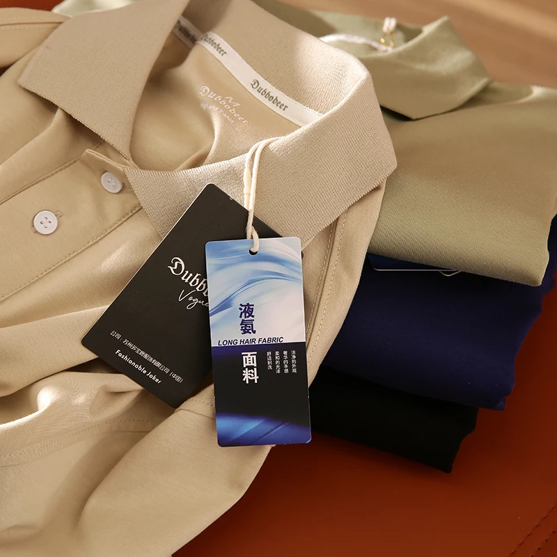 

Мужская футболка с отложным воротником из двойного хлопка, обработанного жидким аммиаком, приятная к коже, повседневная, модная, городская.