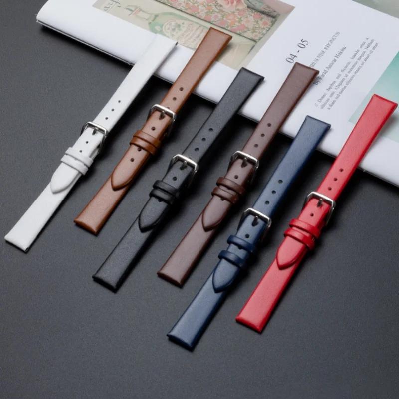 

12mm 14mm 16mm High Quality Ultra Thin Soft Leather Watch Strap Replacement for Universal Waterproof Watch Bracelet Accessories