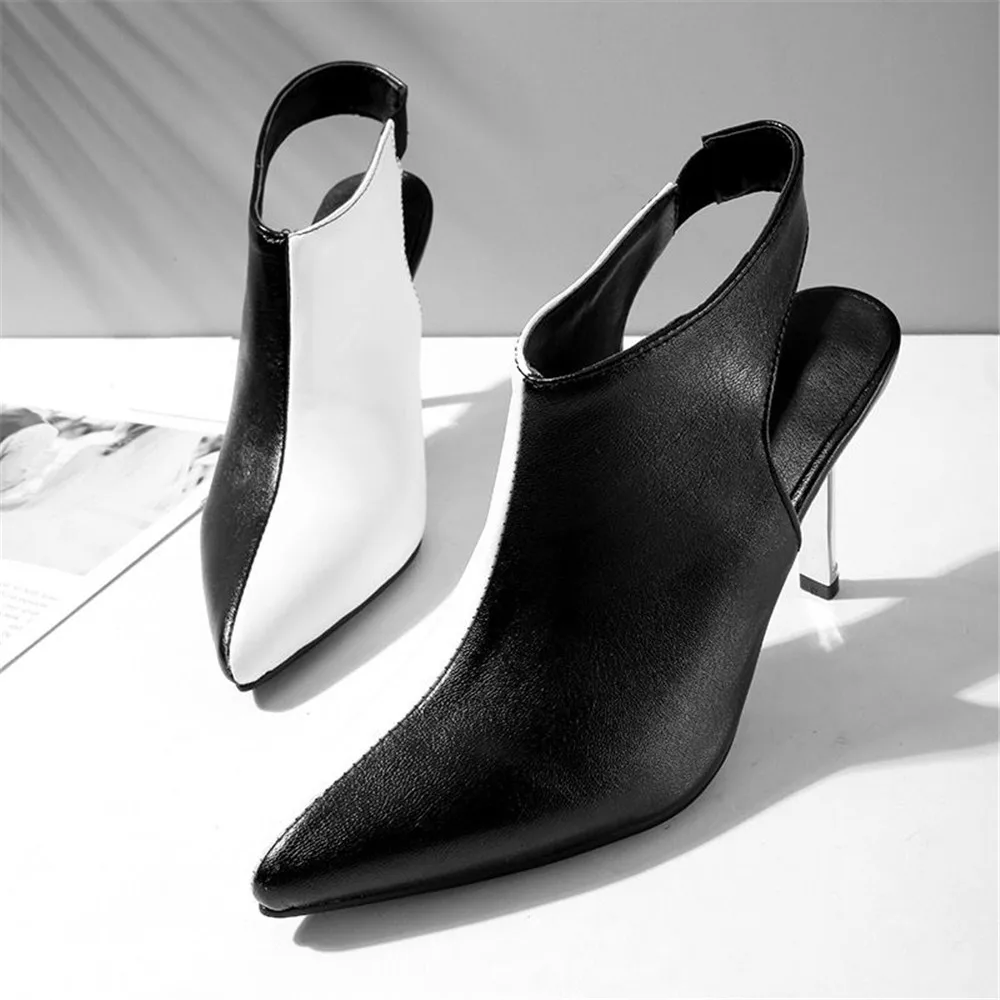 MILI-MIYA New Arrival Mixed Color Women Pu Leather Ankle Boots Sexy Thin Heels Slingbacks Slip On Plus Size 34-43 Handmade For L