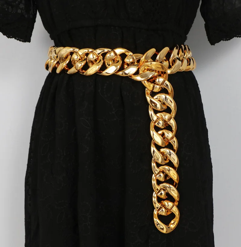 

2023 XFSPARKLE Fashion personality metal wide waist chain