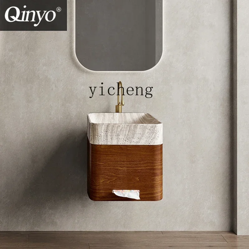 Minimalist Medieval Style Wall-mounted Wood Grain Wash Basin Art Wall-mounted Washbasin-l3