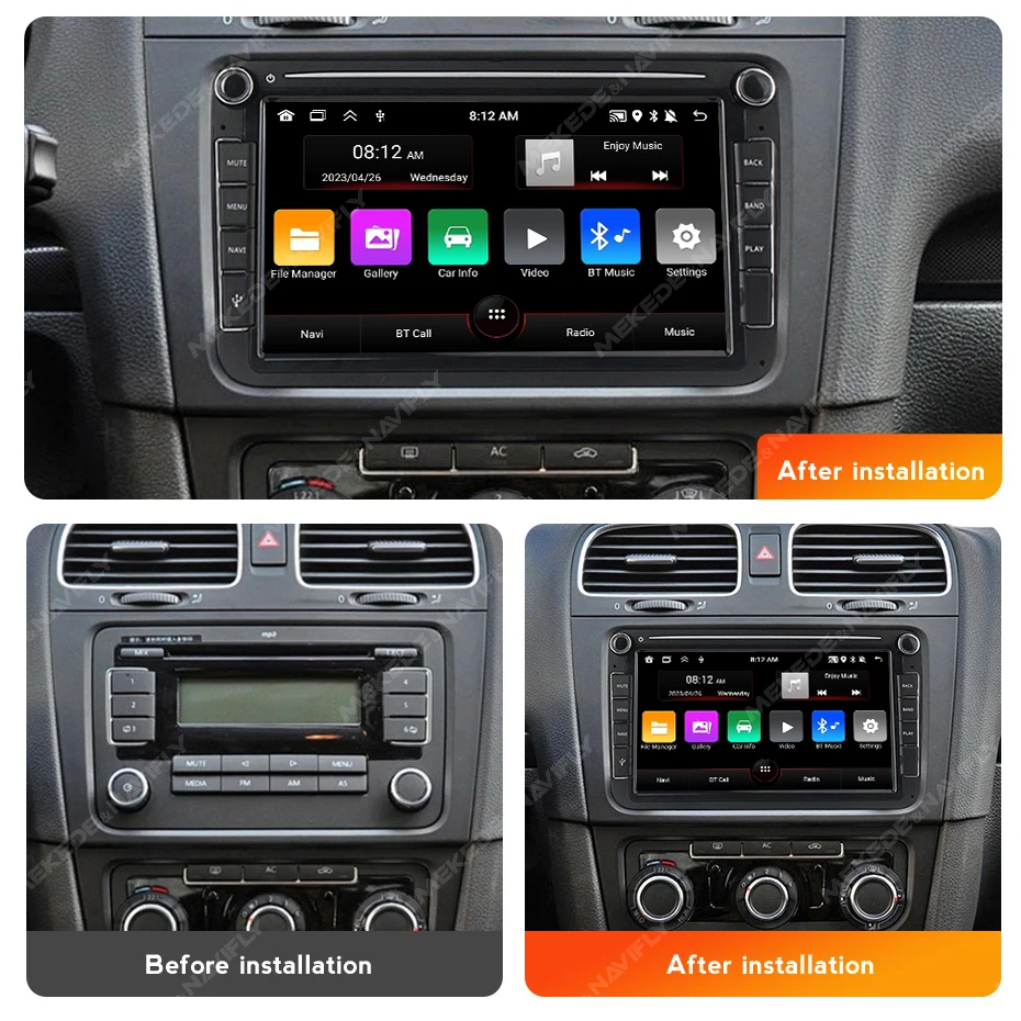 Reproductor Multimedia de Radio para coche Mekede Android 13, para VW Volkswagen Skoda Octavia Golf 5 6 Touran Passat B6 Polo Jetta Carplay AUTO 2