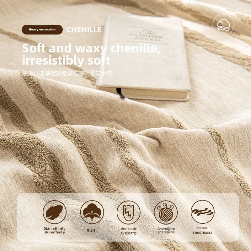 Luxury Sofa Cover L-Shaped Couches Chenille Reversible Stretchable Sofa Protector Slipcover Non-Slip All-Season Couch Blanket