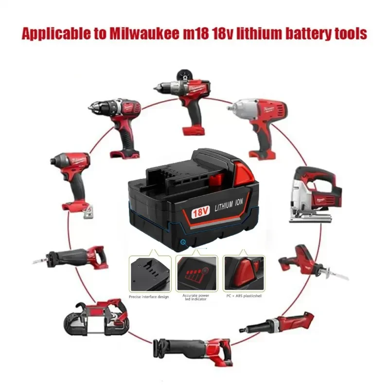 🔥Pro akumulátorové nářadí Milwaukee M18 18V, lithium-iontové baterie M18B5 XC 48-11-1815 2604-20 48-11-1850 48-11-1860 atd. - náhled 3