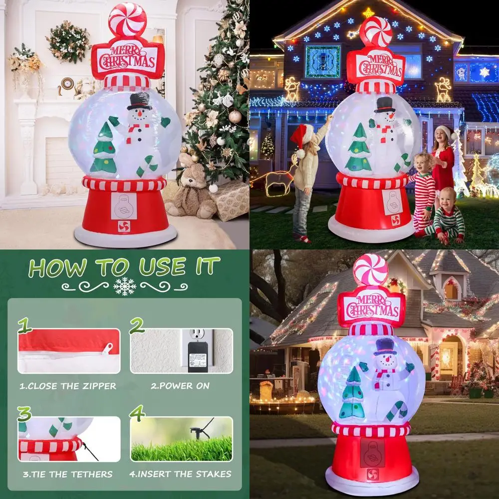 

7.8ft Snowman Globe Inflatable Christmas Outdoor Decoration with RGB Projector Lights for Lawn and Garden