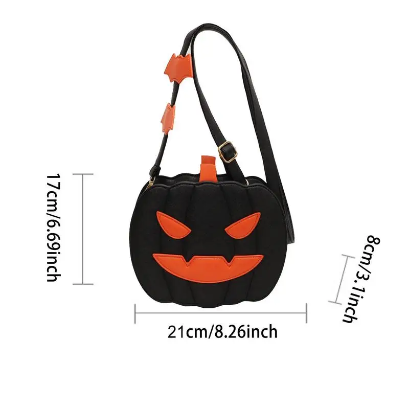 Grande capacidade abóbora Crossbody Bag, PU Couro Bolsa Halloween