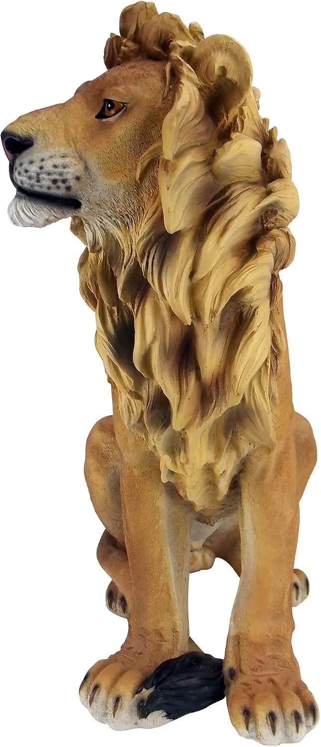 King of Beasts Lion Indoor/Outdoor Garden Statue, 13 Inches Wide, 21 Inches Deep, 27 Inches High, Handcast Polyresin, Full Color