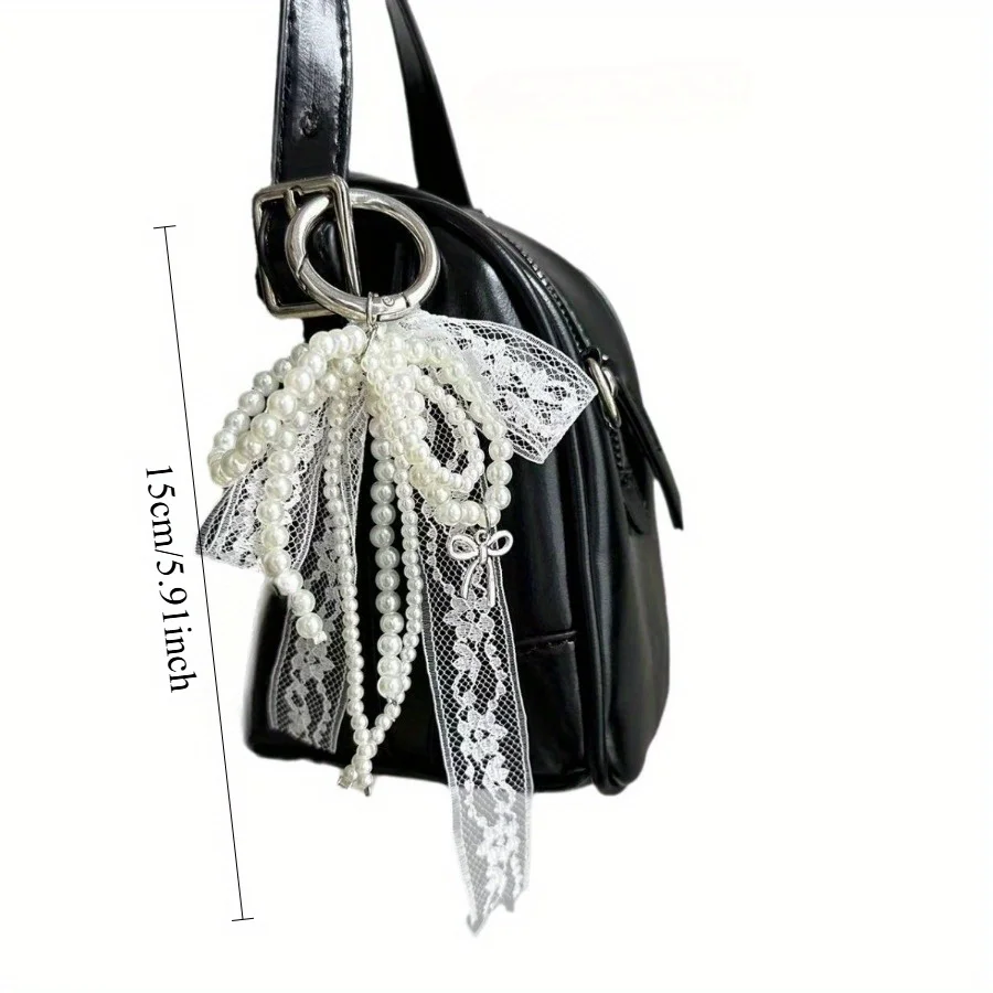 1PC Pearl Lace Bow Pendant, Fashionable High-quality Bag Pendant, Car Key Chain Pendant, Pendant