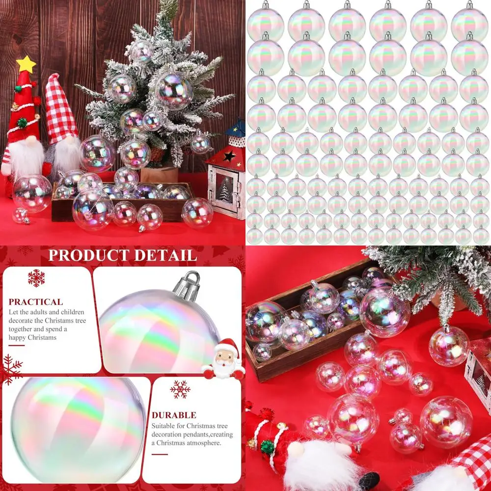 

Радужные небьющиеся рождественские украшения из 100 предметов, прозрачные радужные шары разных размеров для декора праздника и вечеринки