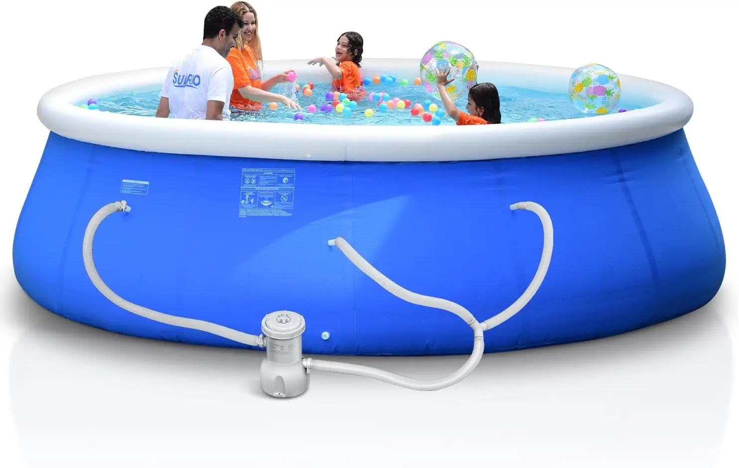 

12ft x 33in Round Inflatable above Ground Swimming Pool Fast Easy to Set Up Blow Up Pool Set with 530 GPH Pump