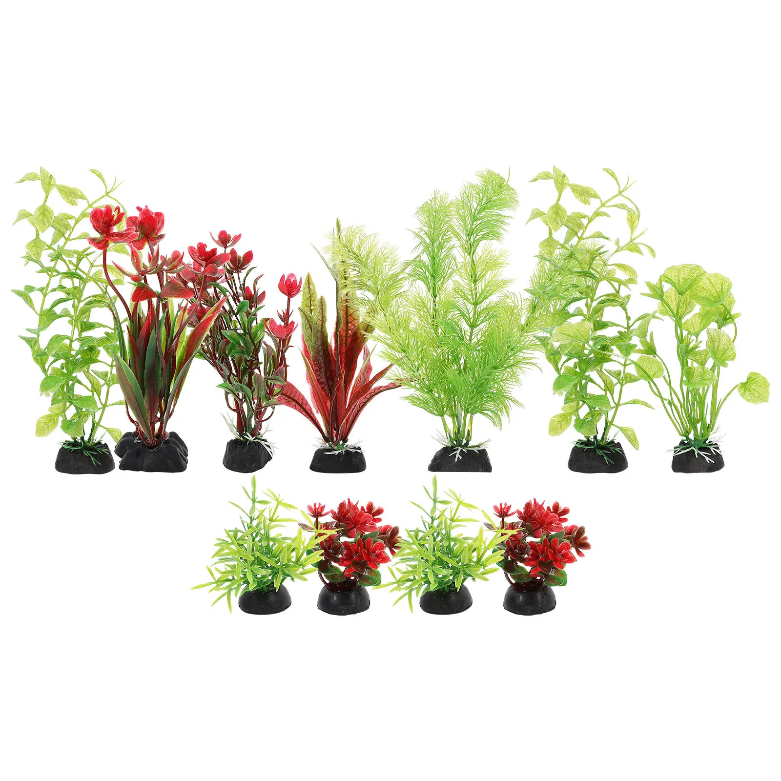 11Pcs Fake Aquarium Plants Realistic Fish Tank Decorations Plastic Artificial Plants for Aquarium Decor Fish Tank Fake Plant