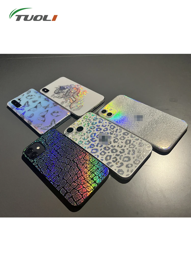 TUOLI 50pcs Transparent Shiny Mobile Phone Crystal Laser Back Skin Sticker Rear Housing Cover Protector For Film Cutter Machine